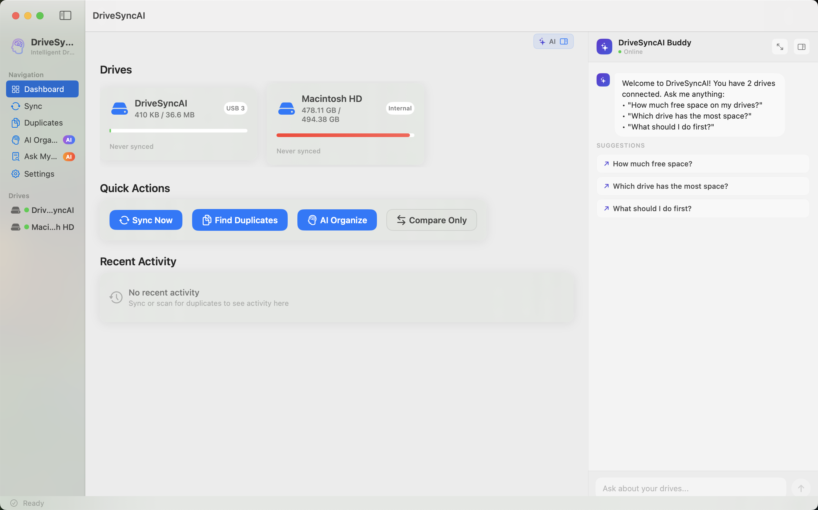 DriveSyncAI Dashboard with AI Buddy